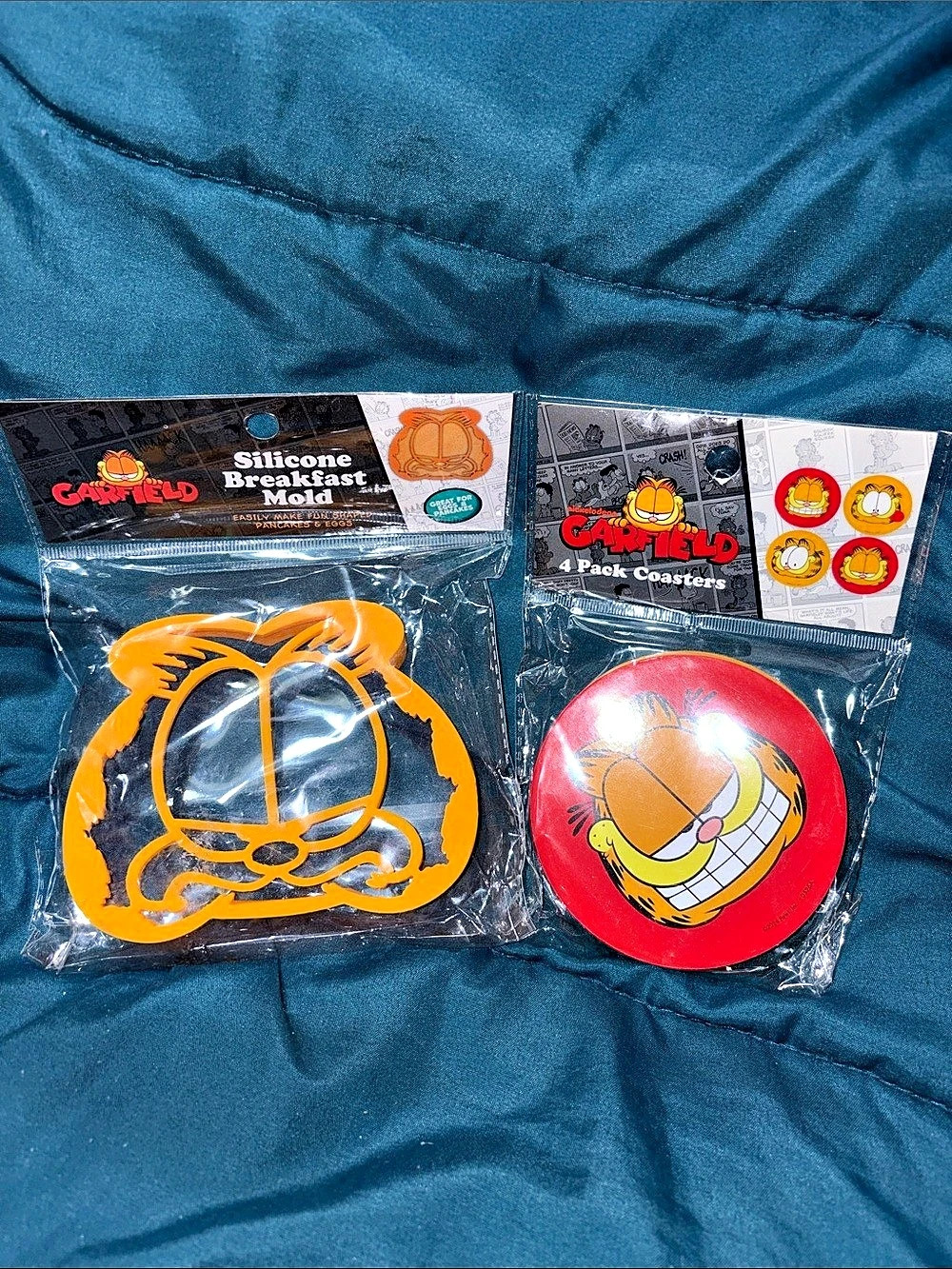 Garfield Silicone Breakfast Mold and 4 Pack Coasters - cork